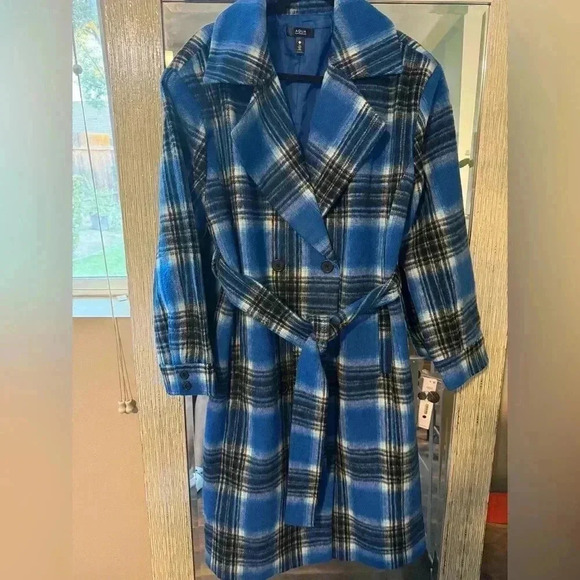 AQUA Plaid Duster Trench Coat - 100% Exclusive - NWT - Picture 2 of 14